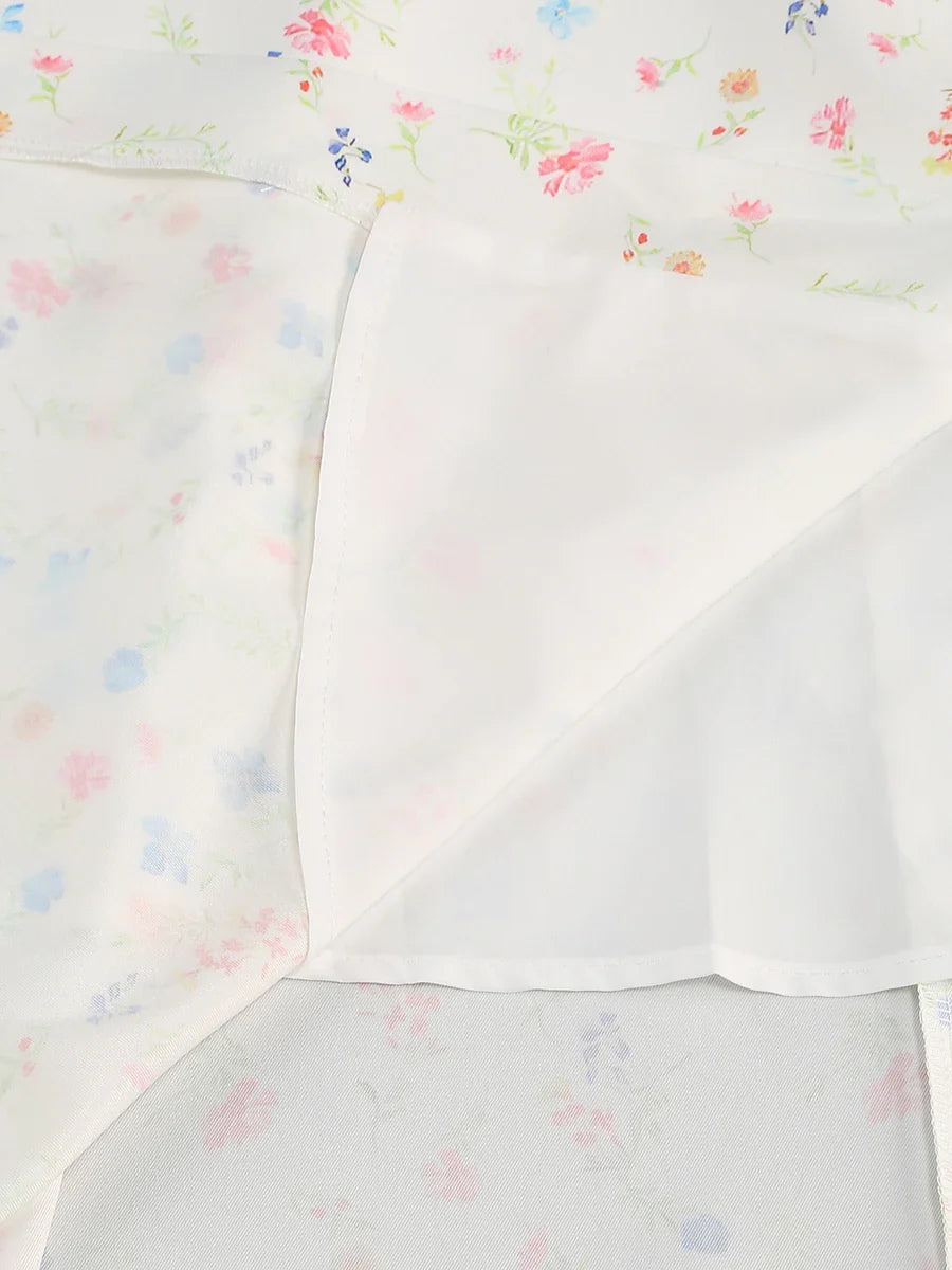 Puff Sleeves Floral Printed Midi Dress