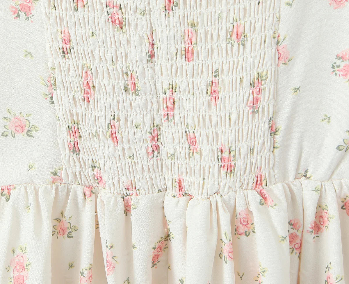 Floral Print Bow Ruched Mini Dress