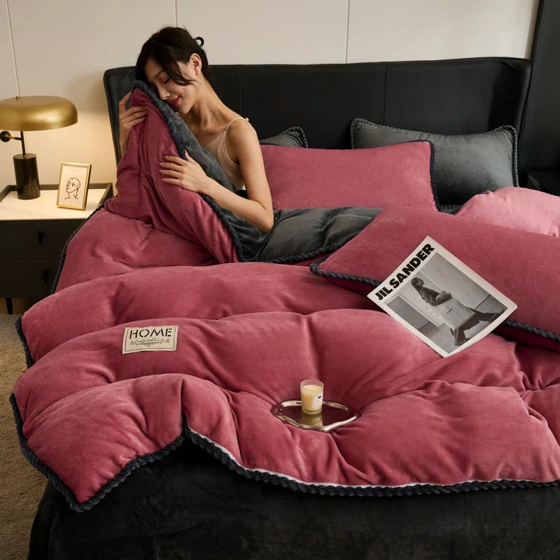 Solid Color Quilt Cover Soft Duvets Cover Warm Blanket Single/Double/Queen/King Size Comforter Cover (No Pillowcase)