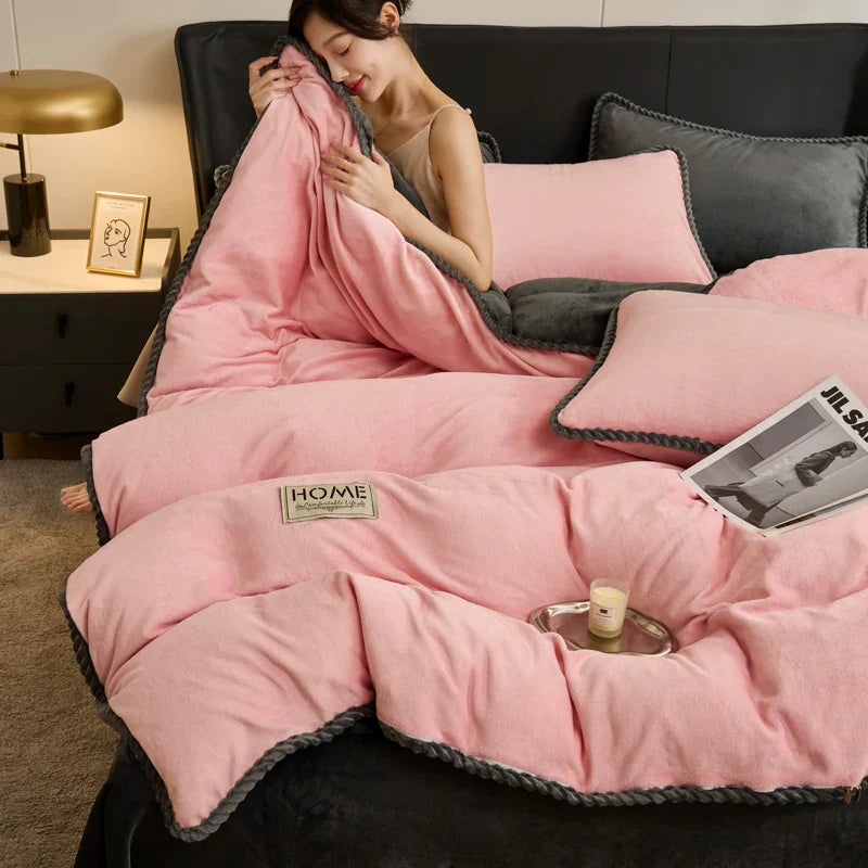 Solid Color Quilt Cover Soft Duvets Cover Warm Blanket Single/Double/Queen/King Size Comforter Cover (No Pillowcase)