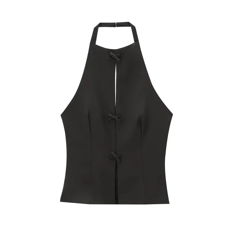 Bow Slit Vest Tank Top