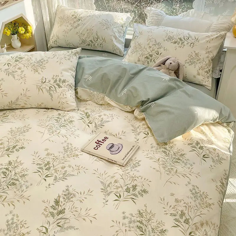 Red Cherry Plaid Duvet Cover Set with Sheet Pillowcase Soft Cover NoFilling Warm Bed Linen Twin Full Queen Size Home Bedding Set