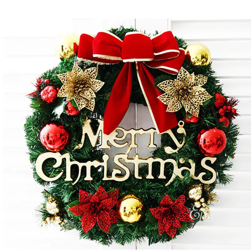 Christmas Wreath for Front Door Red Gold Window Wall Door Decorations Christmas Garland Ornament Guirnalda Navidad