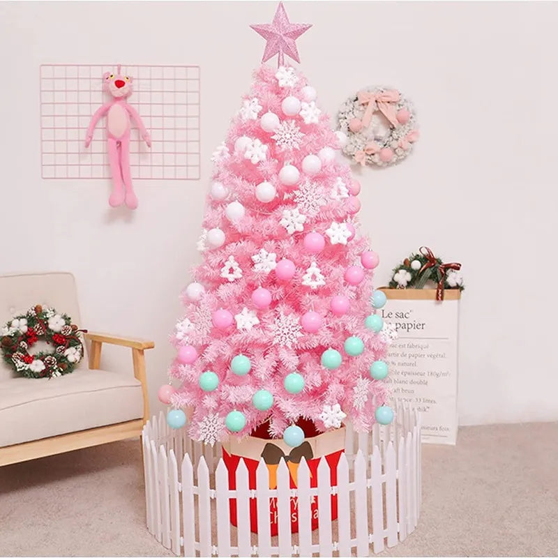 Artificial Pink Christmas Tree with Metal Stand, PVC Encryption Xmas Tree, Party Decoration, Home and Office