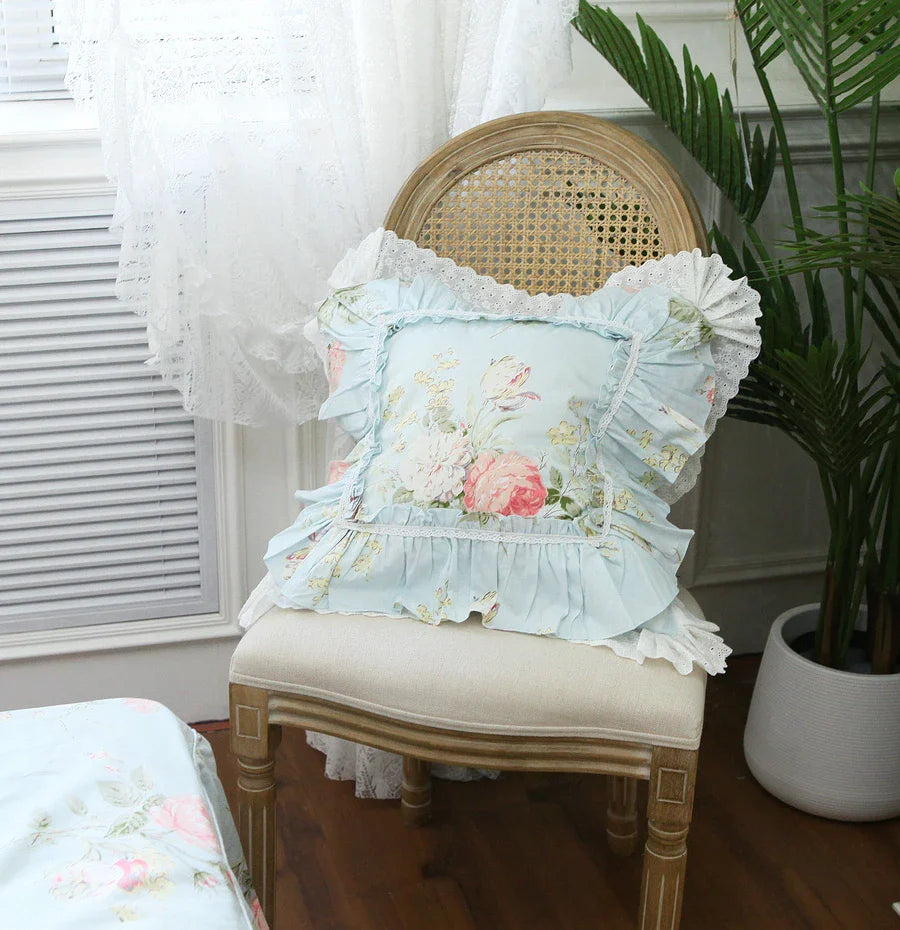 Romantic Ruffle Lace Cushion Cover ,100% Cotton Cloth Pillow Covers Decorative , Bed Throw Pillow Case , Sofa Cushion No Core