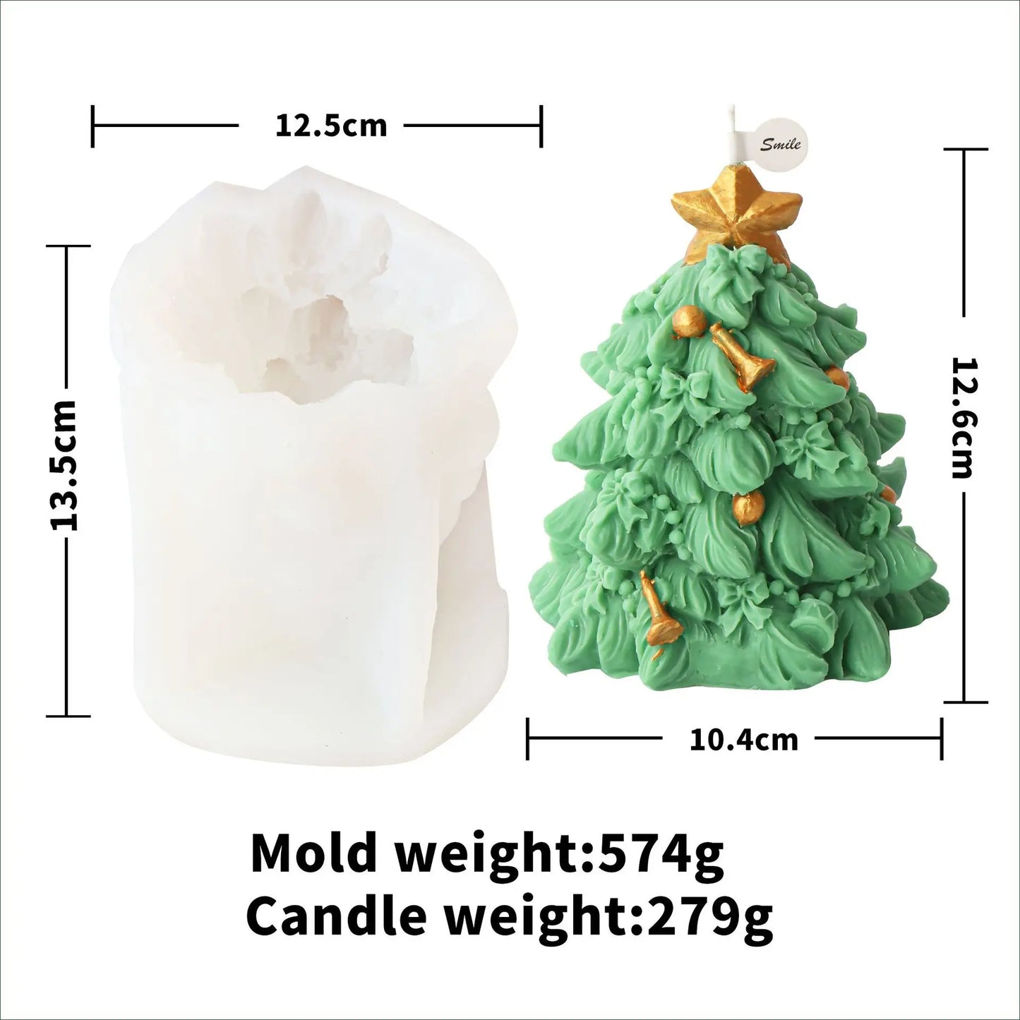 10-25cm 3D DIY Christmas Tree Candle Silicone Mold Christmas Gift Christmas Tree Resin Gypsum Silicone Mold Christmas Decoration