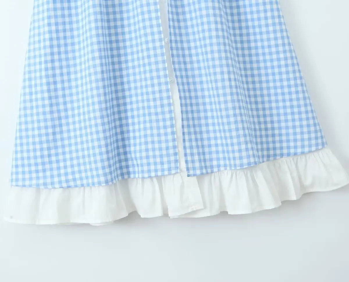 Blue High Slit Tie Up Stripe Midi Dress