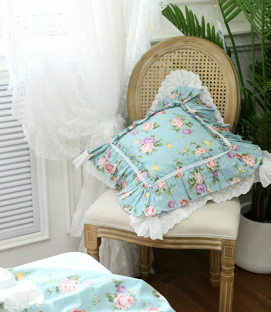 Romantic Ruffle Lace Cushion Cover ,100% Cotton Cloth Pillow Covers Decorative , Bed Throw Pillow Case , Sofa Cushion No Core