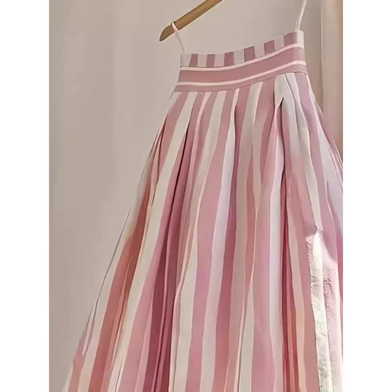 High Waist A-Line Midi Skirt