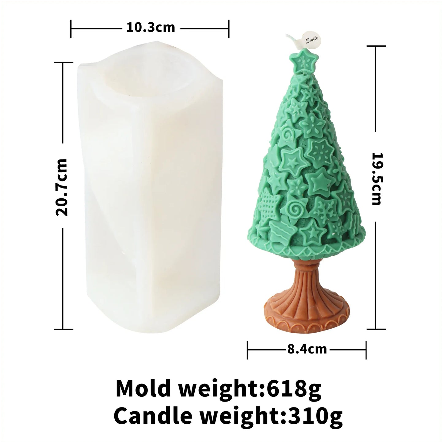 10-25cm 3D DIY Christmas Tree Candle Silicone Mold Christmas Gift Christmas Tree Resin Gypsum Silicone Mold Christmas Decoration
