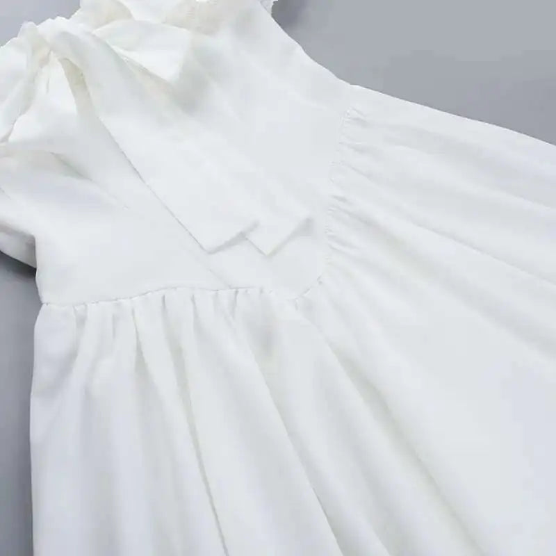 White Off Shoulder Bow Corset Mini Dress