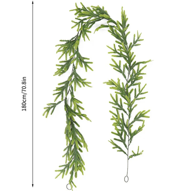 180CM Artificial Plants Christmas Garland Wreath Xmas Home Party Wedding Decoration Pine Tree Rattan Hanging Ornament For Kids