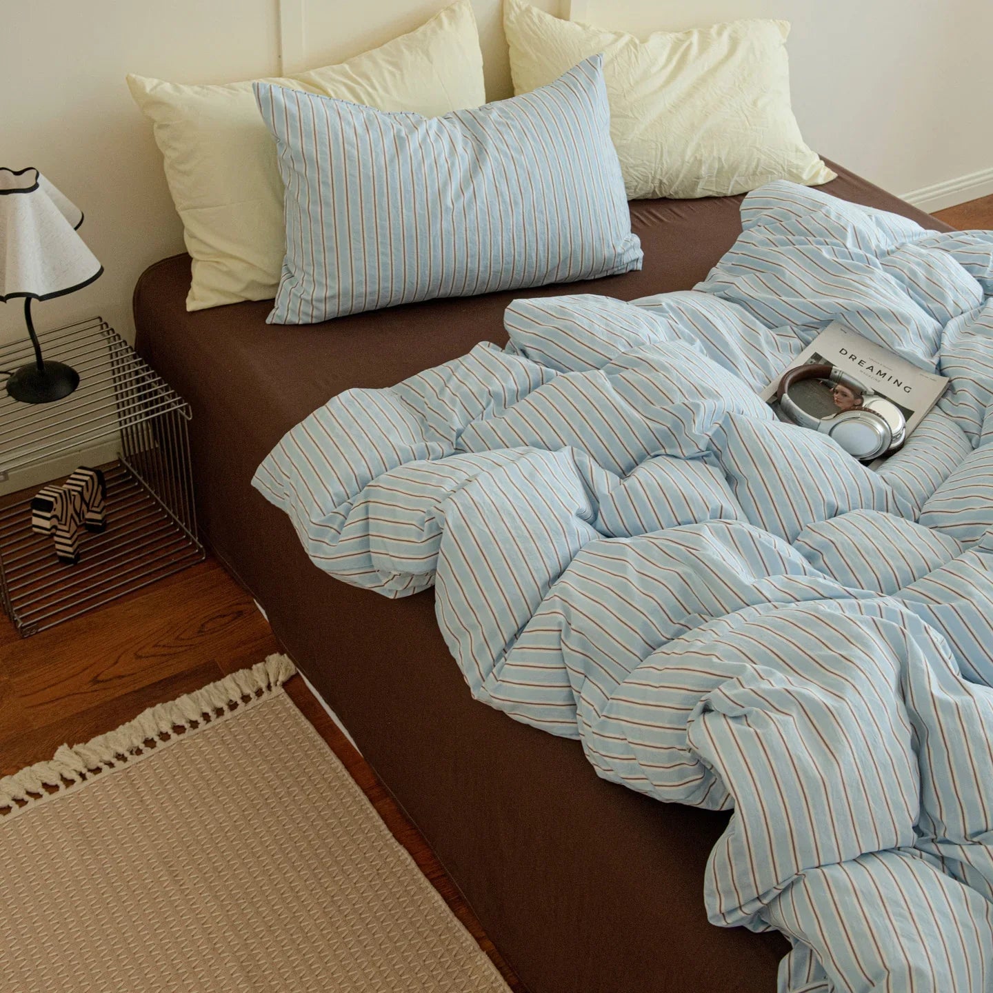 Vintage Style Plaid Bedding Sets 2025 New Soft Bed Sheet Set Woman Duvet Cover For Girls With Pillow Covers Quilt Cover