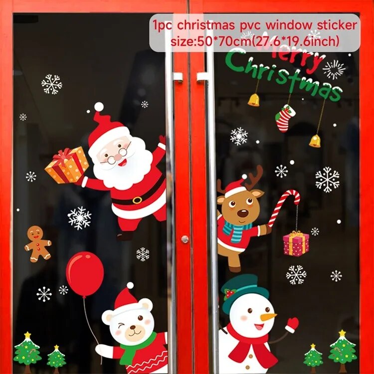 Christmas Window Stickers Merry Christmas Decorations For Home Christmas Wall Sticker Kids Room Wall Decals New Year Stickers