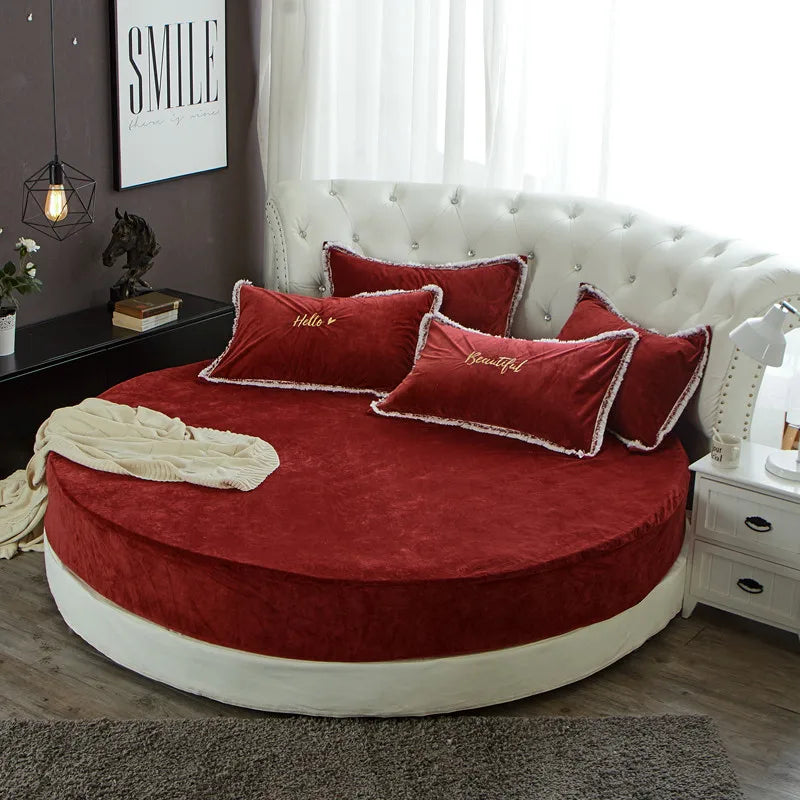 Coral velvet round bed simple color velvet round sheet diameter 200cm-220cm flannel sheet without pillowcase winter
