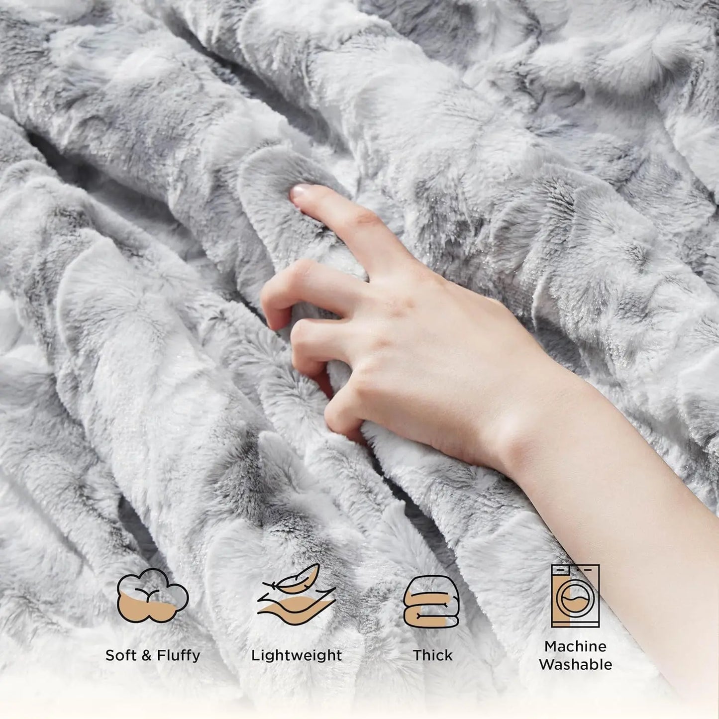 Fuzzy Blanket for Couch - Soft and Warm Sherpa, Cozy and Furry Faux Fur, Reversible Throw Blankets for Sofa and Bed