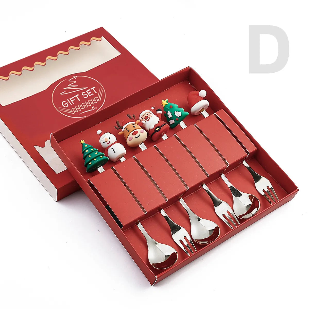 6/4/2PCS Christmas Gift Glod Spoon Fork Set Elk Christmas Tree Decoration Dessert Scoop Fruit Fork Coffee Spoon Cutlery Set