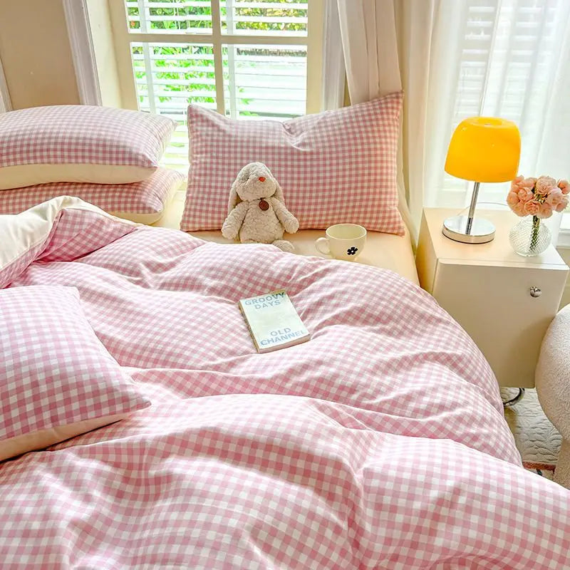 Japanese Style Bedding Set Flat Sheet Pillowcases Duvet Cover No Filler Single Full Size Spring Summer Hotel Bed Linens