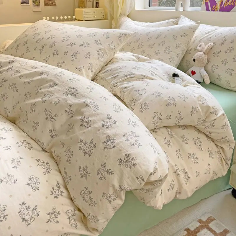Ins Bedding Set Refreshing New Blue Wind CHIME Four PIECE Set On Bed Washing Cotton Bed Sheet Bed Sheet Dormitory 3pcs