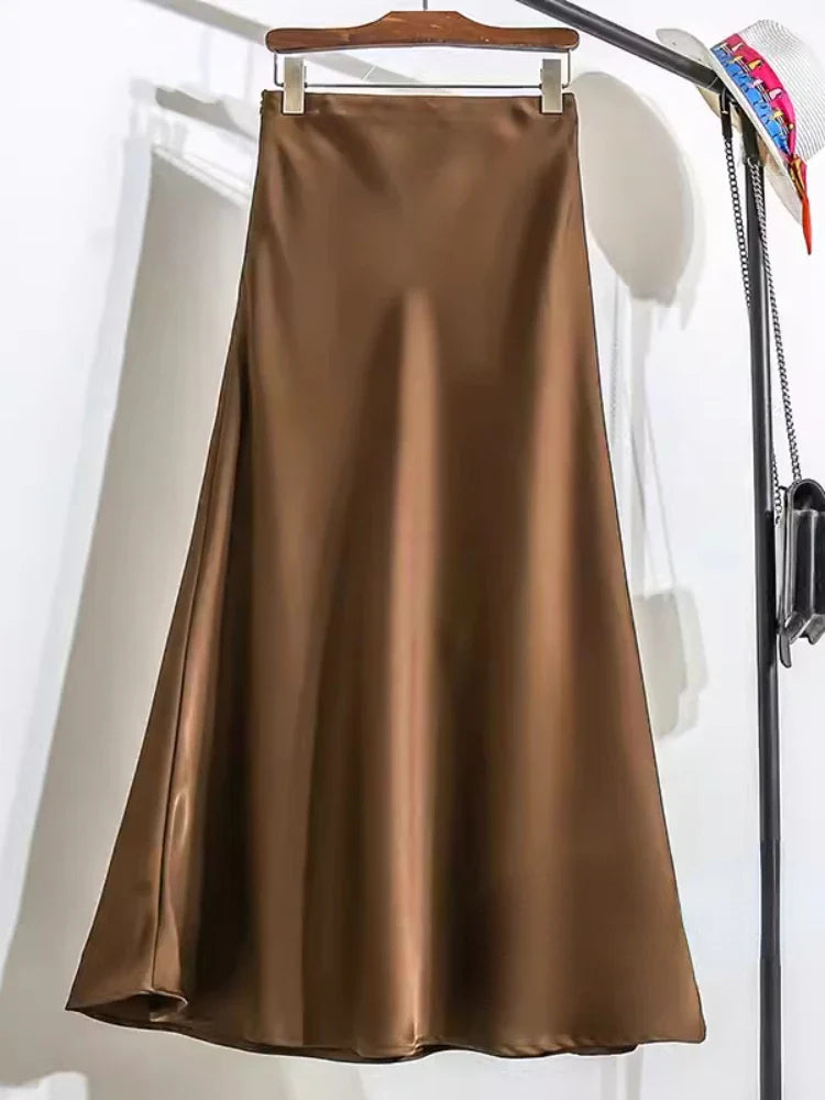 Satin Fishtail Midi Skirt