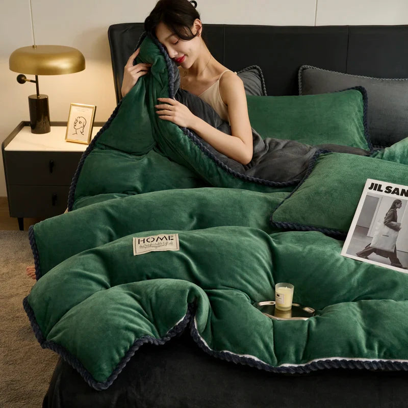 Solid Color Quilt Cover Soft Duvets Cover Warm Blanket Single/Double/Queen/King Size Comforter Cover (No Pillowcase)