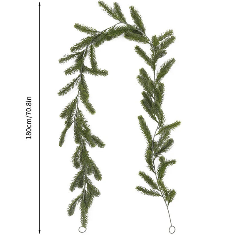 180CM Artificial Plants Christmas Garland Wreath Xmas Home Party Wedding Decoration Pine Tree Rattan Hanging Ornament For Kids