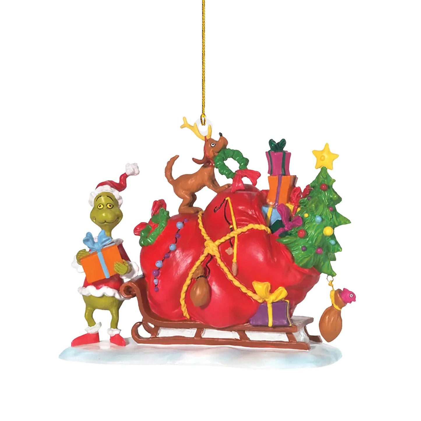 1PC Christmas Decoration How The Stole Christmas With Present Christmas Tree Hanging Ornament New Year 2024 Christmas Decoration