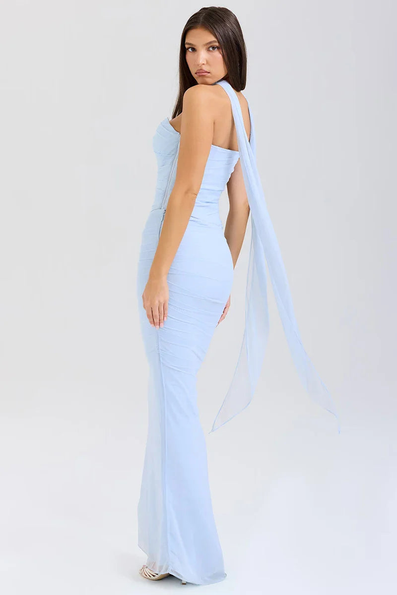 Corset Top With Long Scarves And Body-con Midi Skirt Set