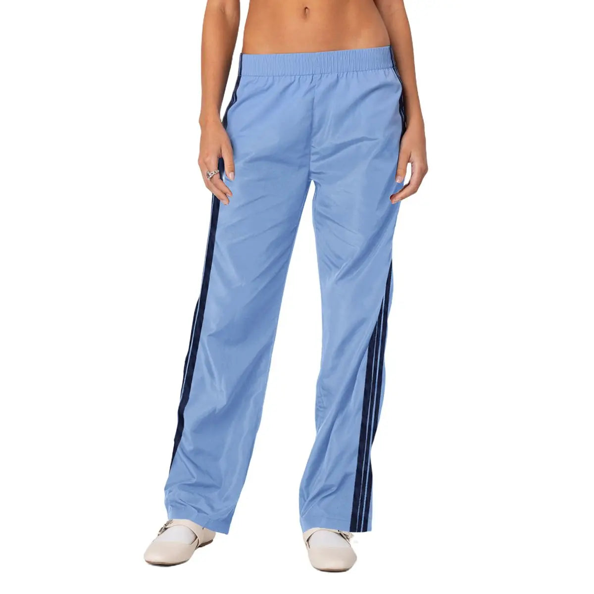 Wide Side Striped Low Waist Sweatpants