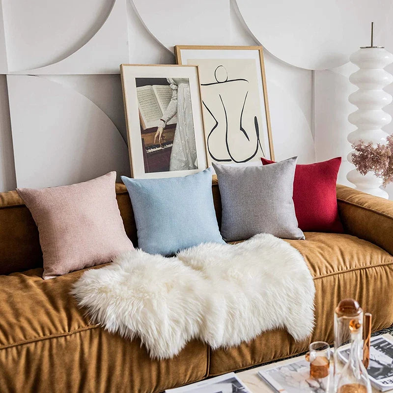 30x50cm 45x45cm Linen Pillow Case Solid Color Pillowcase Sofa Office Chair Lumbar Cushion Cover Anti-Dirty Pillow Cover