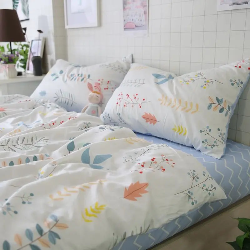 Grey Plaid Bedding Set Ins Style Nordic Duvet Cover Flat Sheet Pillowcases No Filler Full Queen Size Girls Boys Home BedSpread