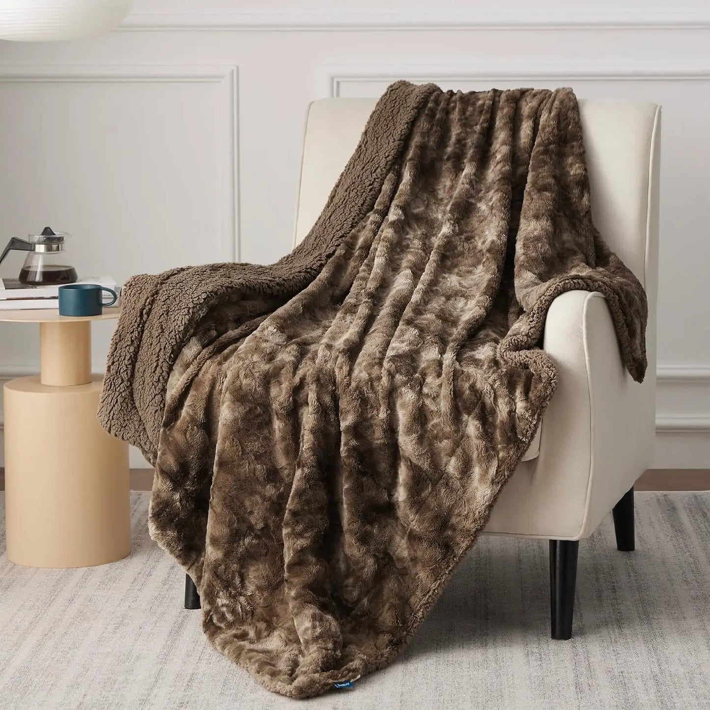 Fuzzy Blanket for Couch - Soft and Warm Sherpa, Cozy and Furry Faux Fur, Reversible Throw Blankets for Sofa and Bed