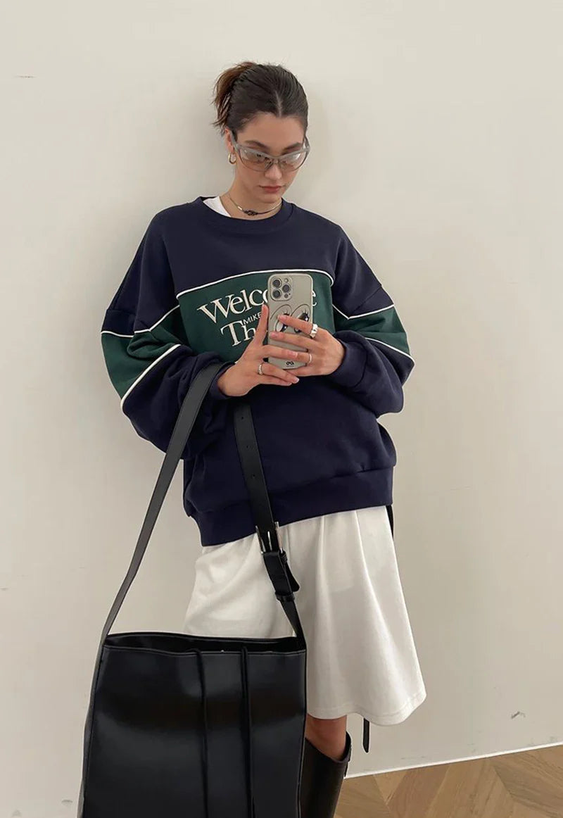 Blue Letter Print Sweatshirt