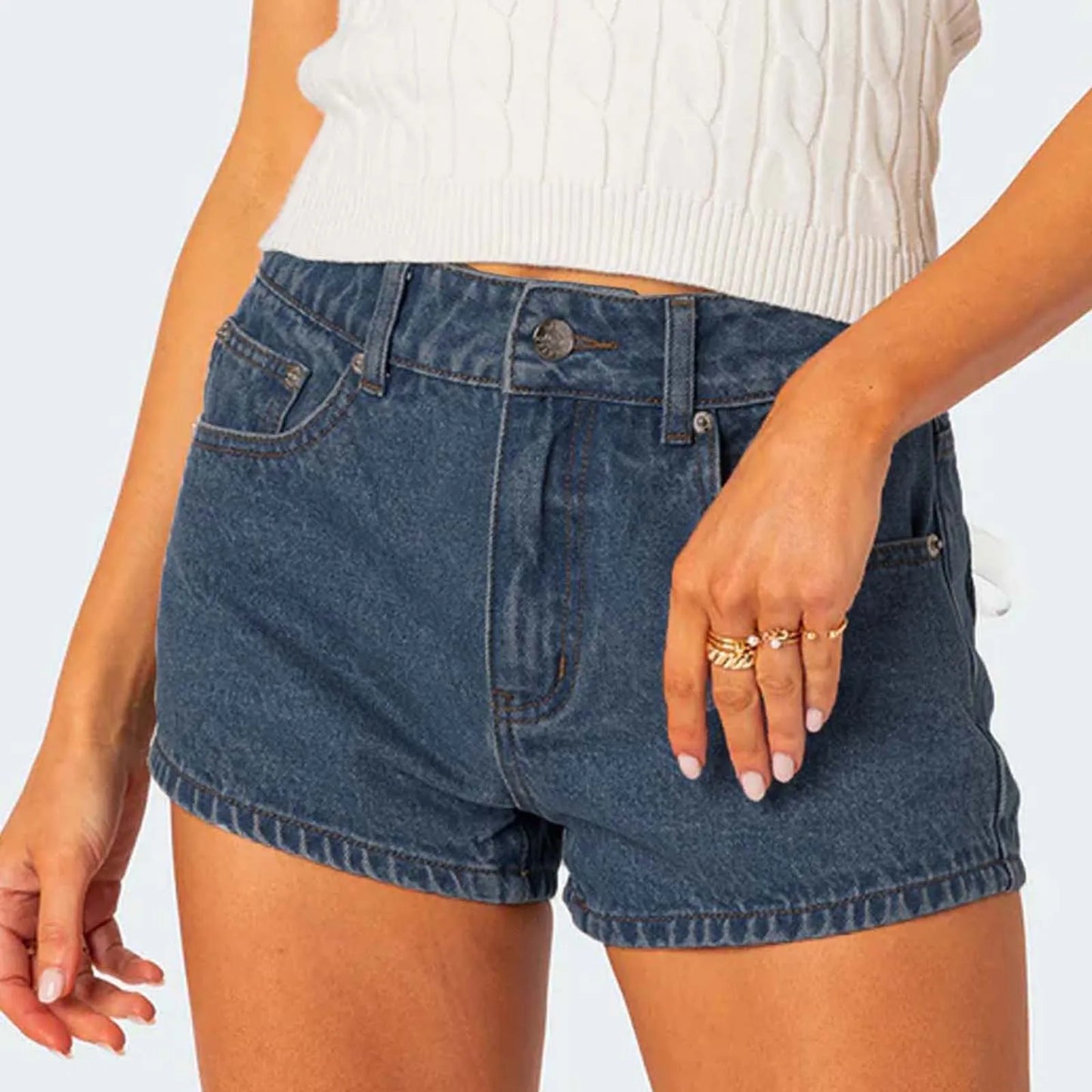 Playful Denim Shorts with Decorative Back Bows