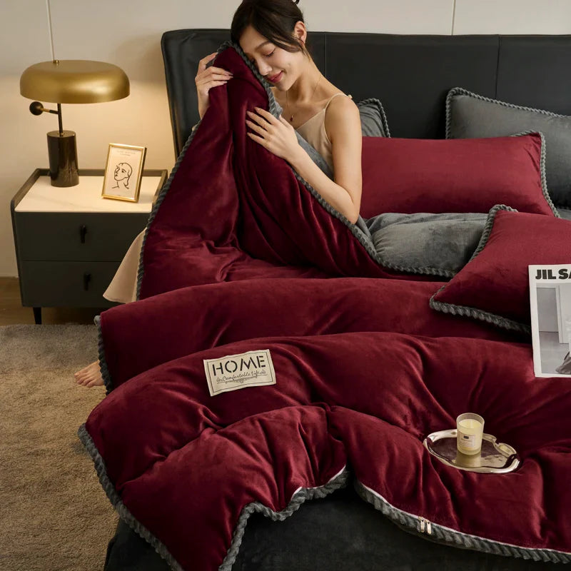 Solid Color Quilt Cover Soft Duvets Cover Warm Blanket Single/Double/Queen/King Size Comforter Cover (No Pillowcase)