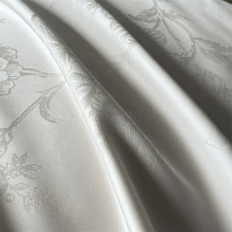 Lyocell Cotton Bed Linens Jacquard Bedding Set Sheet Pillowcase Quilt Cover Ru Queen King Size