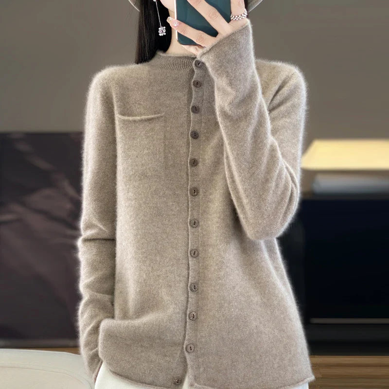 Elegant Crew Neck Cardigan