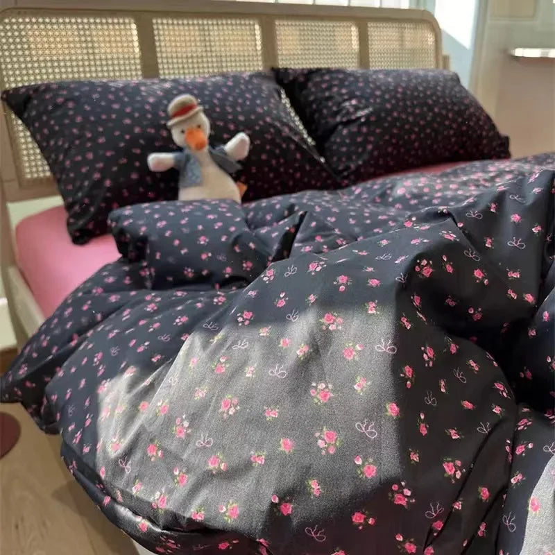 INS Gradient Cream Pink And Green Bedding Sets Streak Flat Sheets Soft Home Textile For Girls Full Size With Pillowcases