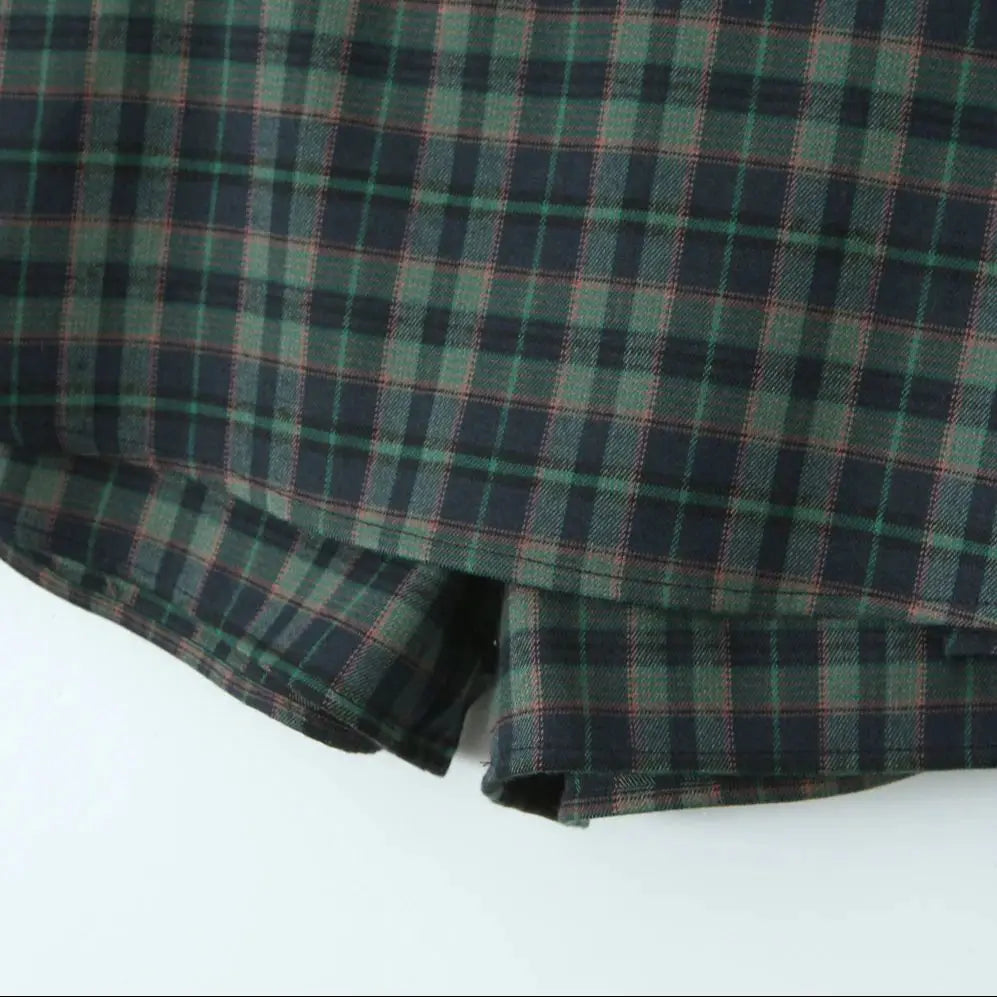 Dark Green Plaid Pleated Skirt