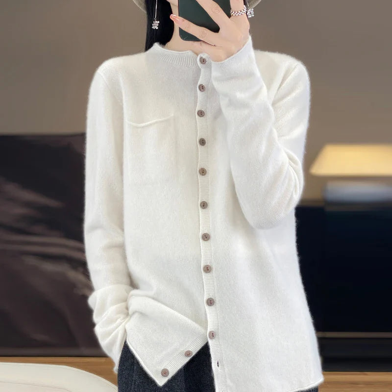 Elegant Crew Neck Cardigan