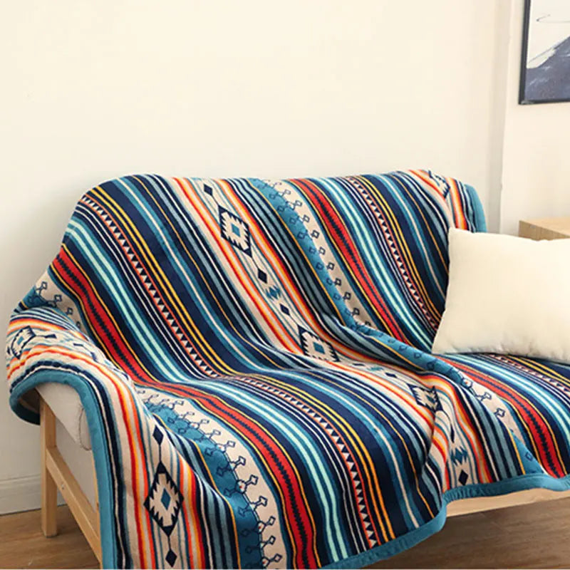 Luxury Bed Blanket Boho Throw Blanket Winter Thick Coral Fleece Sofa Blanket Bed Plaid Bedspread On The Bed Home Decor