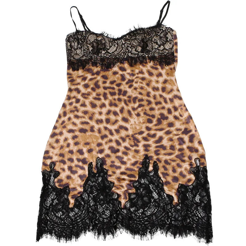 Patchwork Cami Leopard Lace Mini Dress