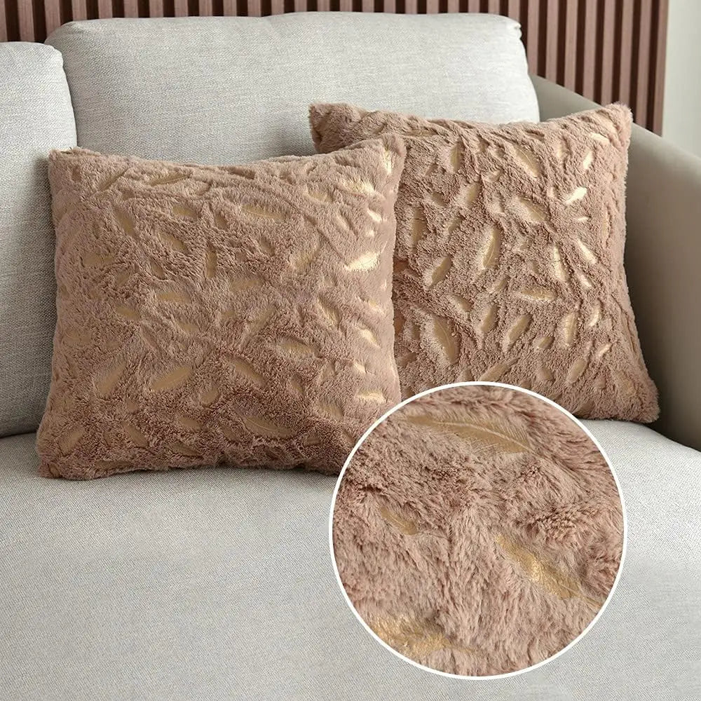 Gold Feather Pillow Covers Decorative Pillows for Sofa Car Plush Christmas Throw Pillows Cover Nordic Cushion Cover 45x45 Velvet