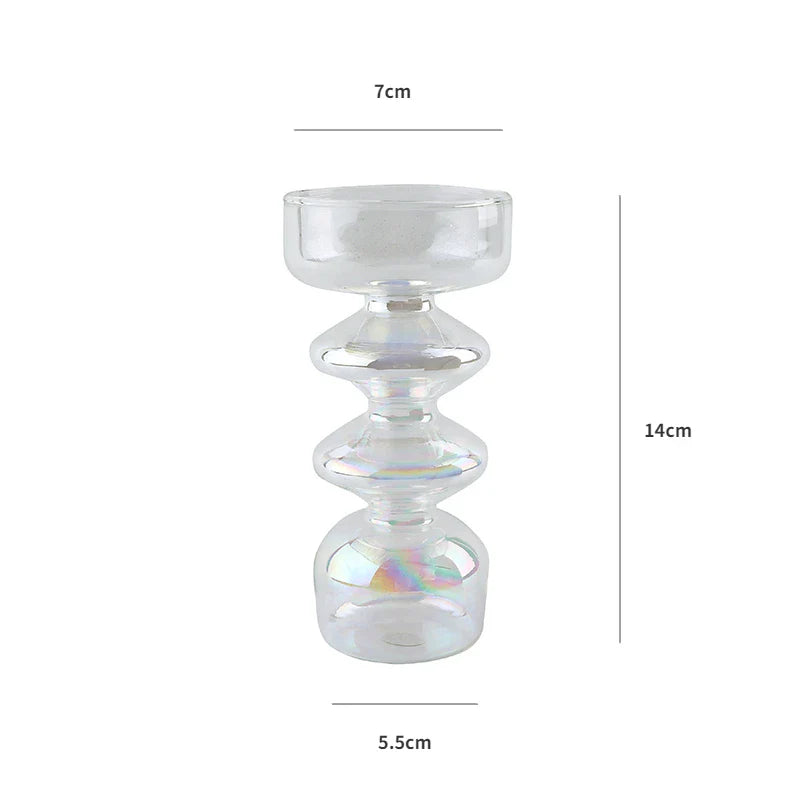1pc Floriddle Glass Vases Nordic Candlestick Wedding Decoration Christmas Decoration Candle Stick Holder Home Decor Flower Vase