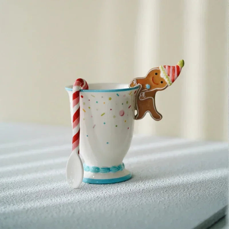 Christmas Hand-painted Gingerbread Man Ceramic Mug Coffee Mug Mugs Coffee Cups