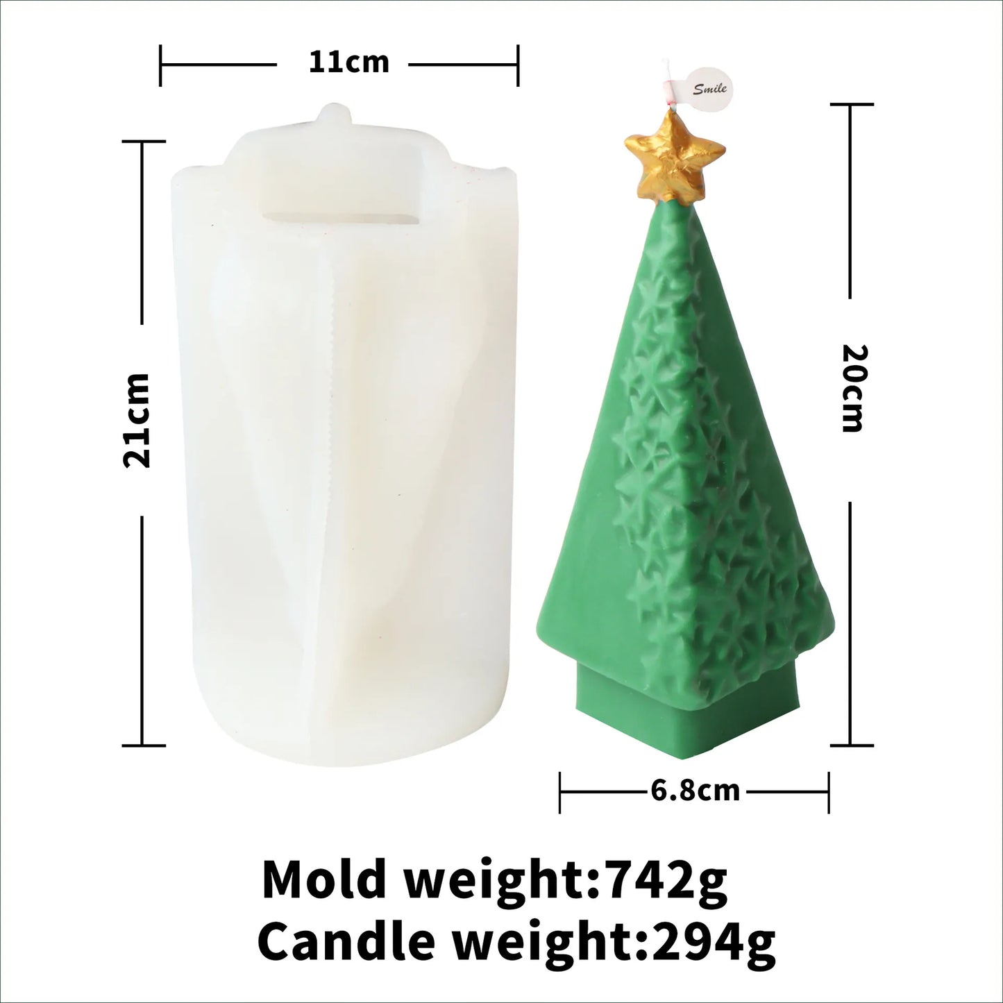 10-25cm 3D DIY Christmas Tree Candle Silicone Mold Christmas Gift Christmas Tree Resin Gypsum Silicone Mold Christmas Decoration