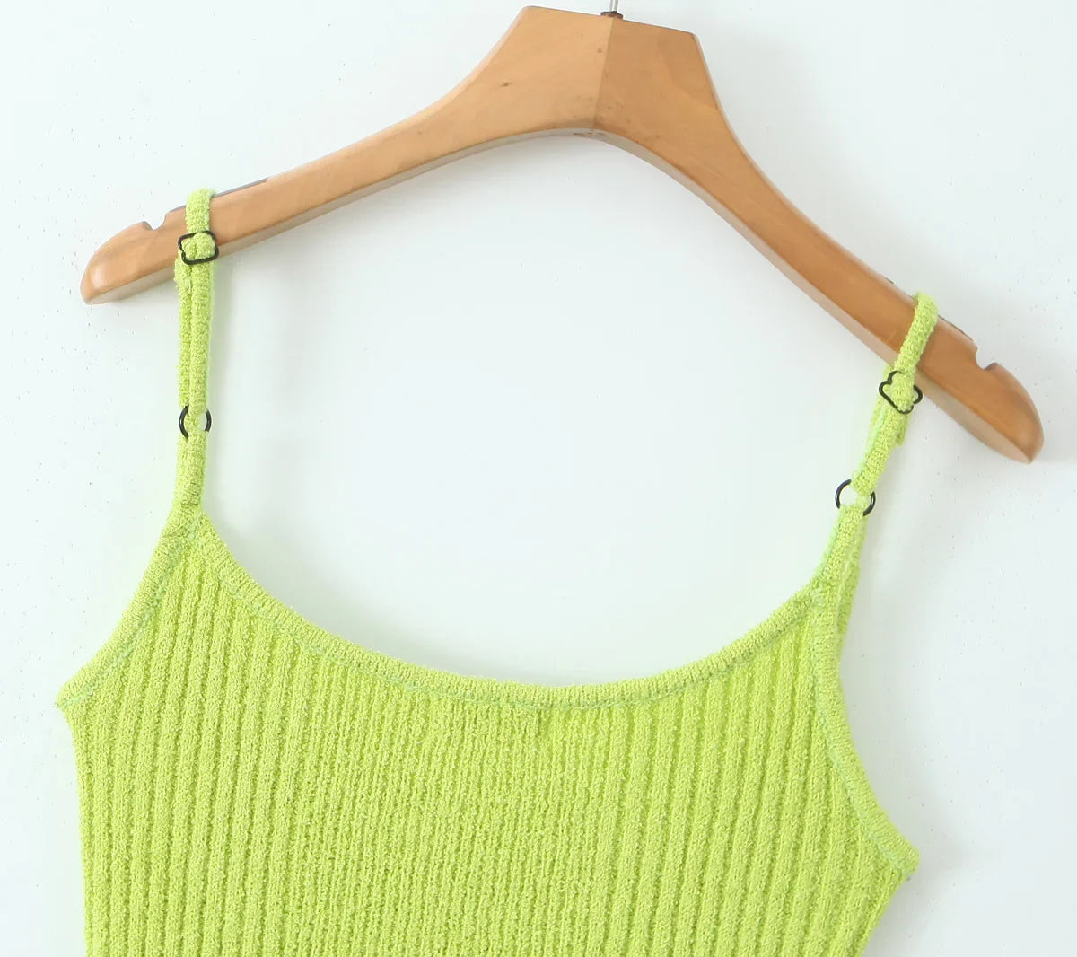 Knit Fluorescent Green Sling Mini Dress