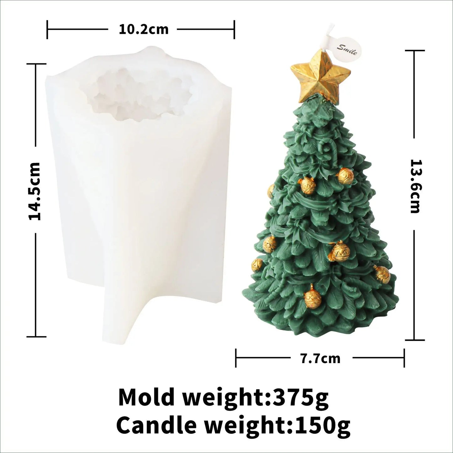10-25cm 3D DIY Christmas Tree Candle Silicone Mold Christmas Gift Christmas Tree Resin Gypsum Silicone Mold Christmas Decoration