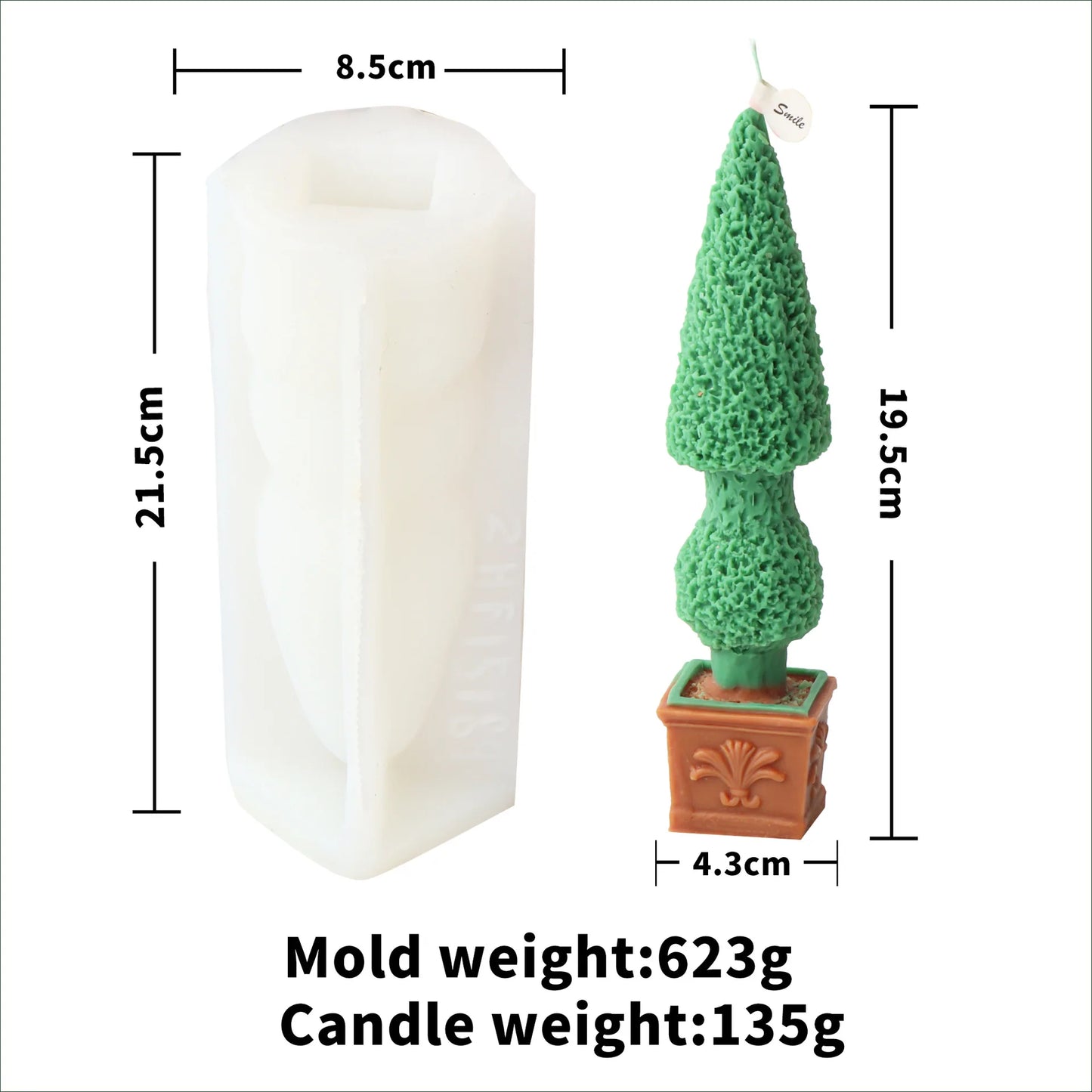 10-25cm 3D DIY Christmas Tree Candle Silicone Mold Christmas Gift Christmas Tree Resin Gypsum Silicone Mold Christmas Decoration