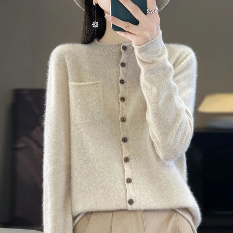 Elegant Crew Neck Cardigan
